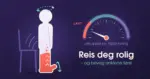 Illustrasjon av en stilisert figur som nettopp har reist seg fra en stol, der blodet har samlet seg i beina mens hodet går rundt av svimmelhet, ved siden av en blodtrykksmåler med nålen i det lave området og teksten «Reis deg rolig – og beveg anklene først».