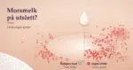 Illustrasjon av en melkedråpe som faller ned på rød, utslettsprengt babyhud, der ringene i melken deler huden i en roligere venstre halvdel og en fortsatt rød høyre halvdel, med teksten «Morsmelk på utslett? Forskningen spriker».